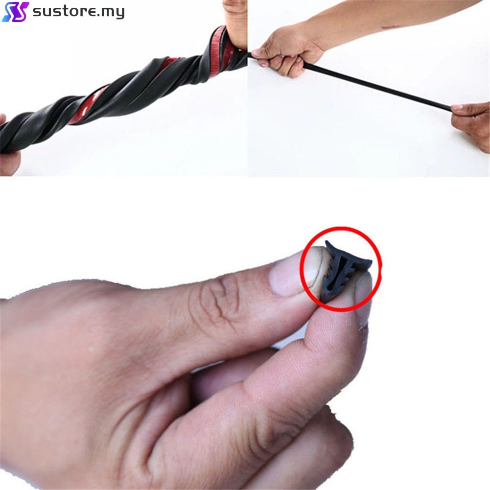 1.6M Car Rubber Sound Seal Strip – U-Type Dashboard Edge Sealing, Dustproof & Soundproof (Black)