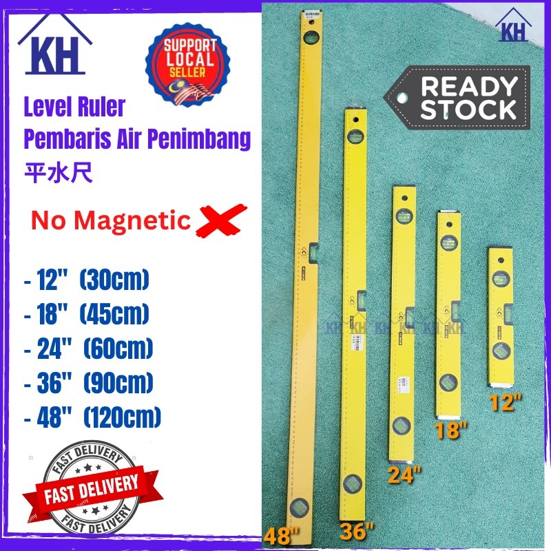 NON MAGNETIC Level Ruler / Pembaris Air Penimbang Levelling / 平水尺 [ 12 ...
