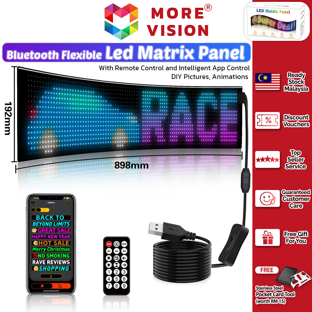 LED Matrix Pixel Panel Bluetooth APP USB Flexible Customizable RGB ...