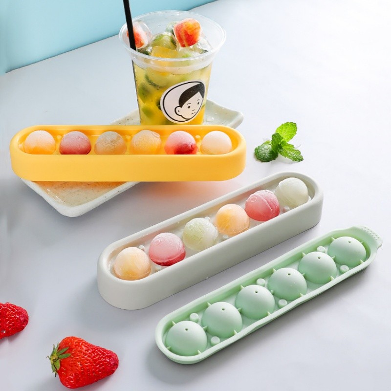 New Colorful 6 Grid Ice Cube Tray Round Ice Maker Plastic Ice Cube ...