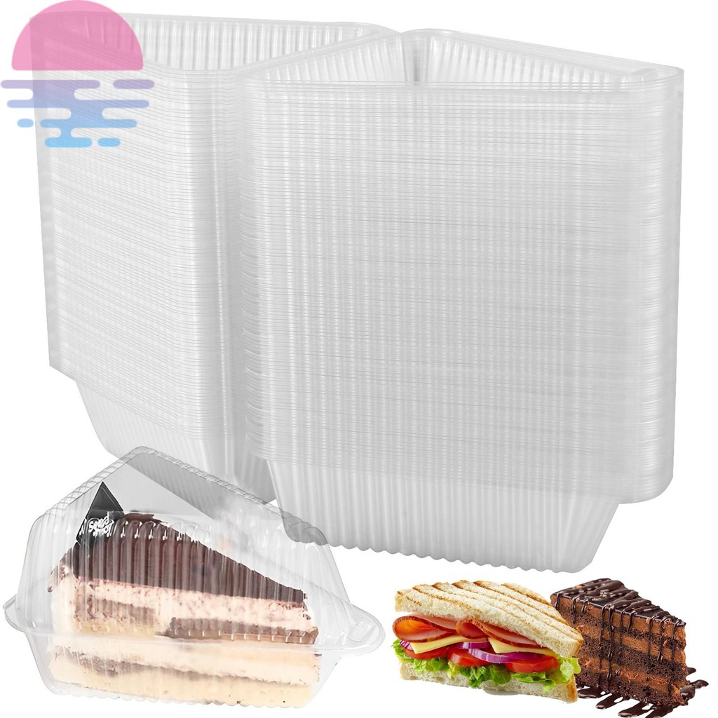 150Pcs Cake Slice Container Clear Triangle Dessert Box Reusable Food ...