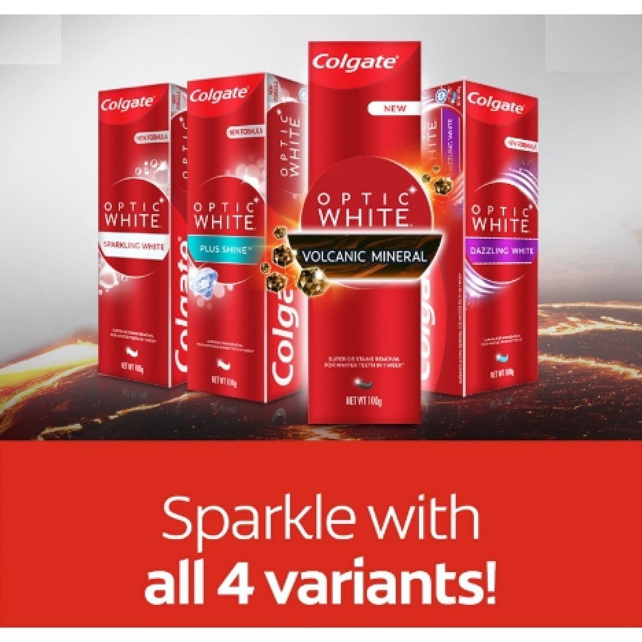Colgate Optic White Volcanic Mineral / Plus Shine / Sparking / Dazzling ...