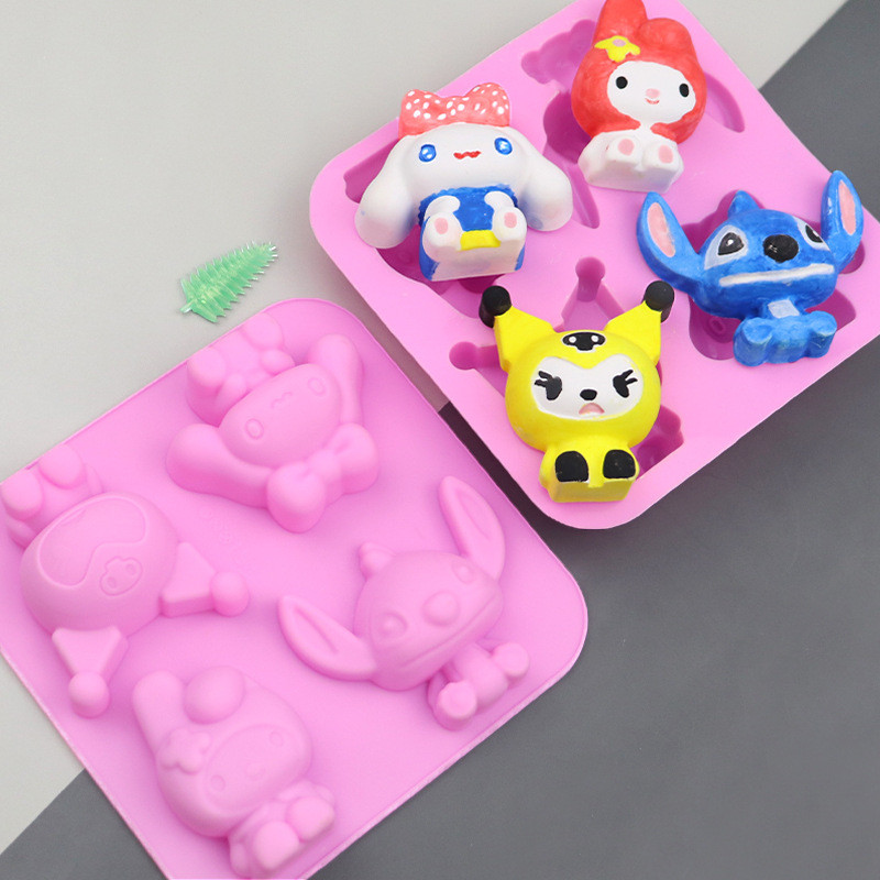 MINISO Stitch kuromi cartoon combination silicone cake mold four shapes ...