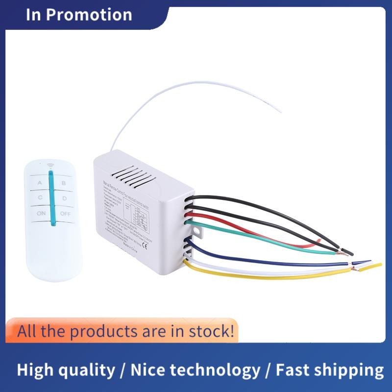 4 Way Light Lamp Digital Wireless Remote Control Switch ON/OFF 220V ...
