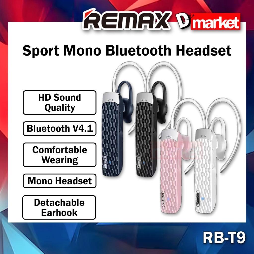 Remax RB-T9 Bluetooth Headset Earphone Handsfree Wireless Headphone ...