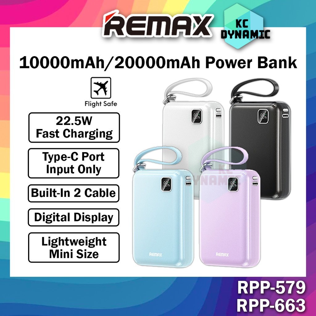 Remax RPP-663 20000mAh Powerbank 22.5W Built in Cable Power Bank Remax ...