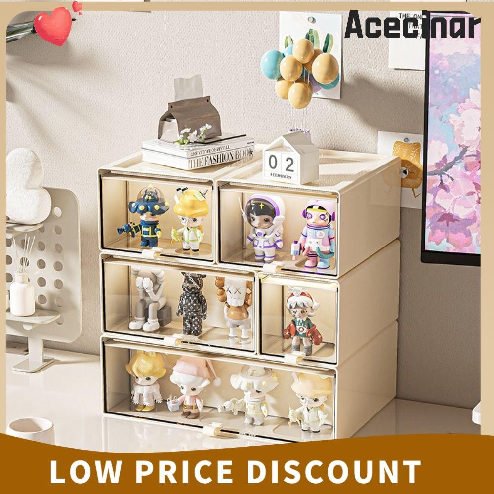 ACECINAR Pop Mart Figure Box, Dust-proof Stackable Desktop Storage ...