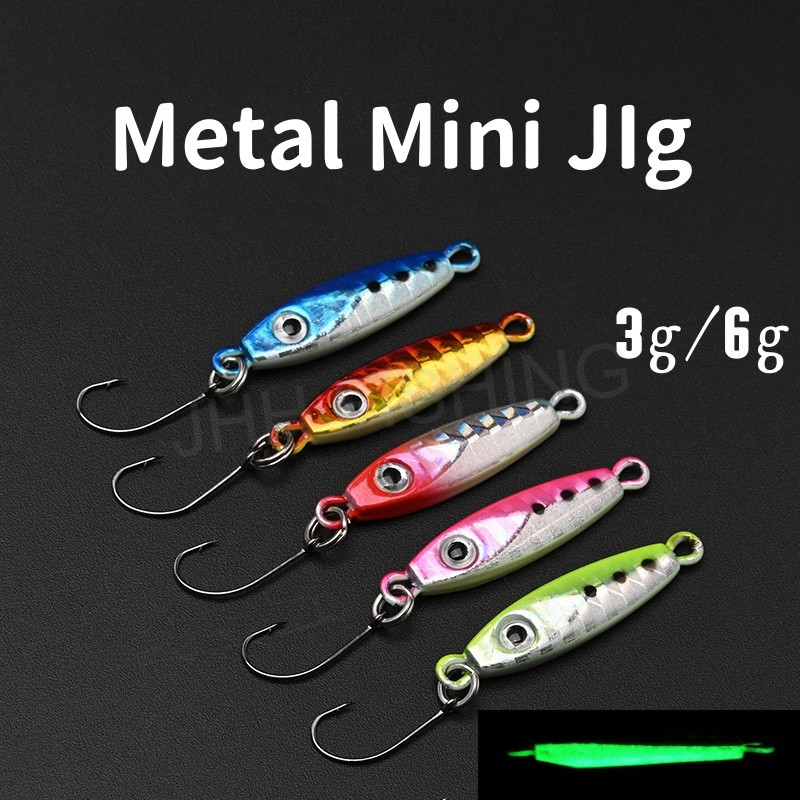 【3g/6g】Mini Jig with Single hook Fishing Lure bait glitter micro mini ...