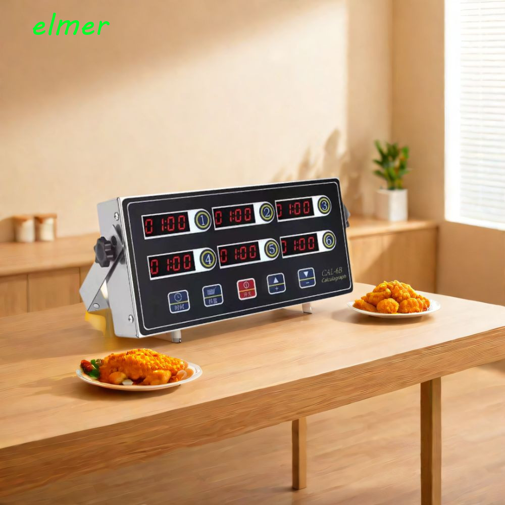 ELMER Commercial Kitchen Timer, 4/6/8 Channels LED Digital Screen Fried ...