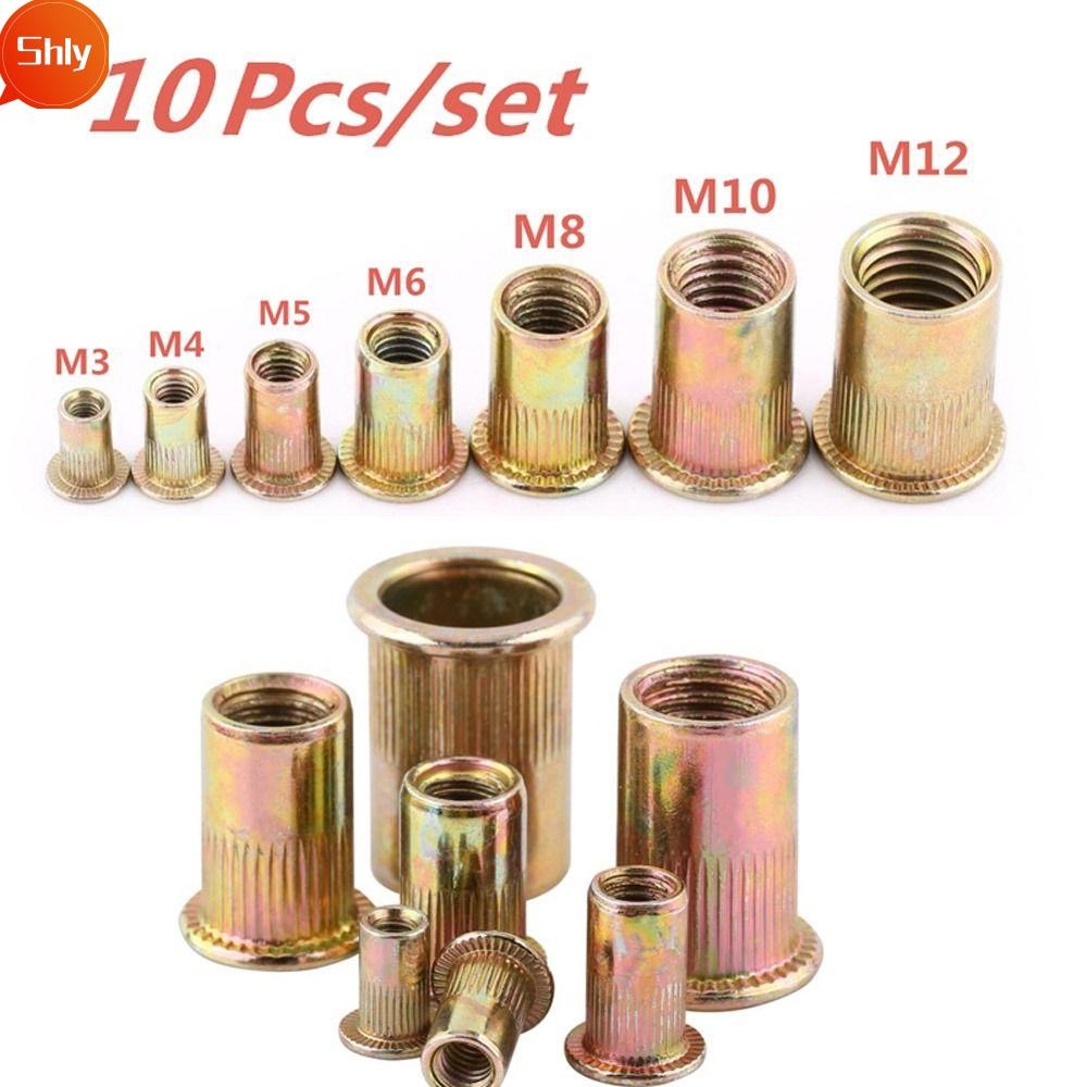 SHLY 10pcs Carbon Steel Rivnut, M3 M4 M5 M6 M8 M10 M12 Insert Nutsert ...