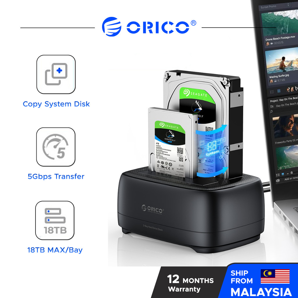 ORICO SATA to USB3.0 Dual Bay HDD Docking Station with Offline Clone ...
