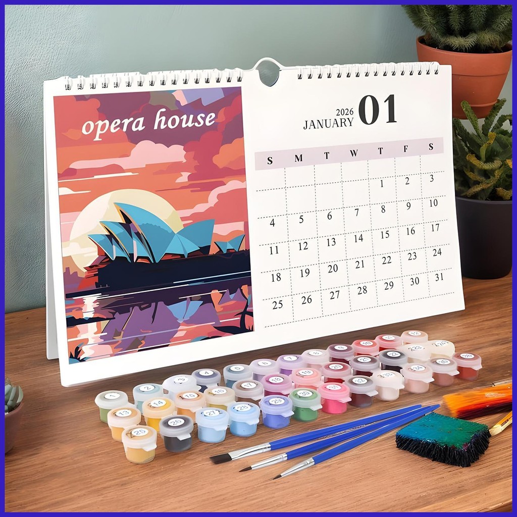 2026 Wall Calendar Hand-Painted 2026 Calendar with Brushes ...