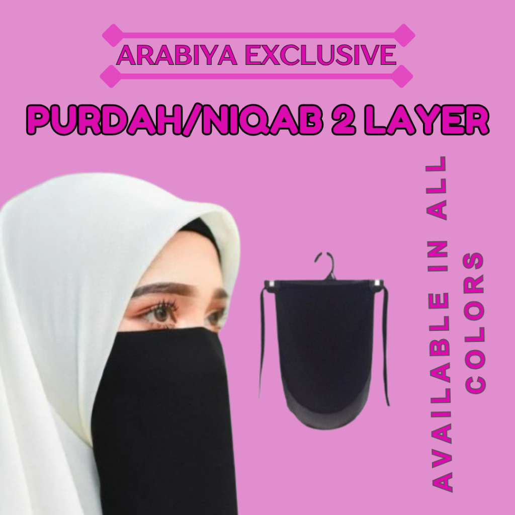 Purdah / Niqab 2 Layer Kain Heavy Chiffon bertali | Shopee Malaysia