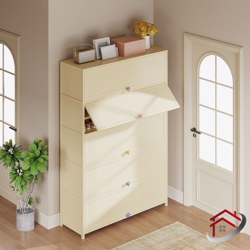 Shoe Cabinet Cream Multi-Layer Storage Cabinet Shoe Rack Large Capacity ...