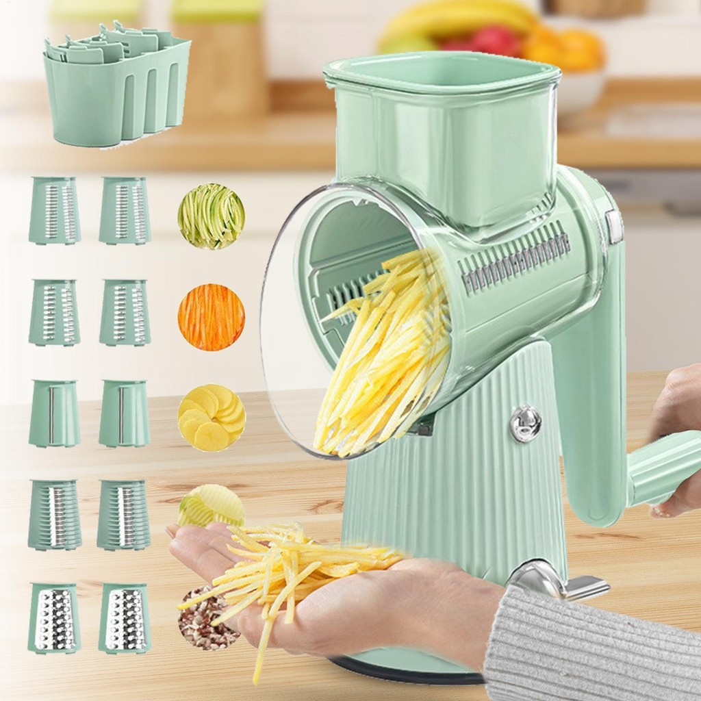 5 in 1 Hand Cheese Grater Hand Crank Vegetable Rotary Slicer Cheese ...