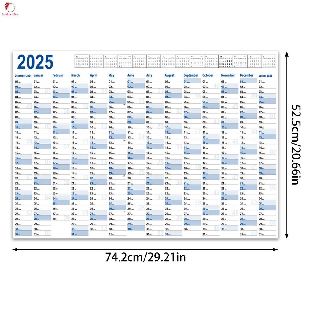 English Yearly Planner 2025 Calendar Blue Gigantic To Do List Planner