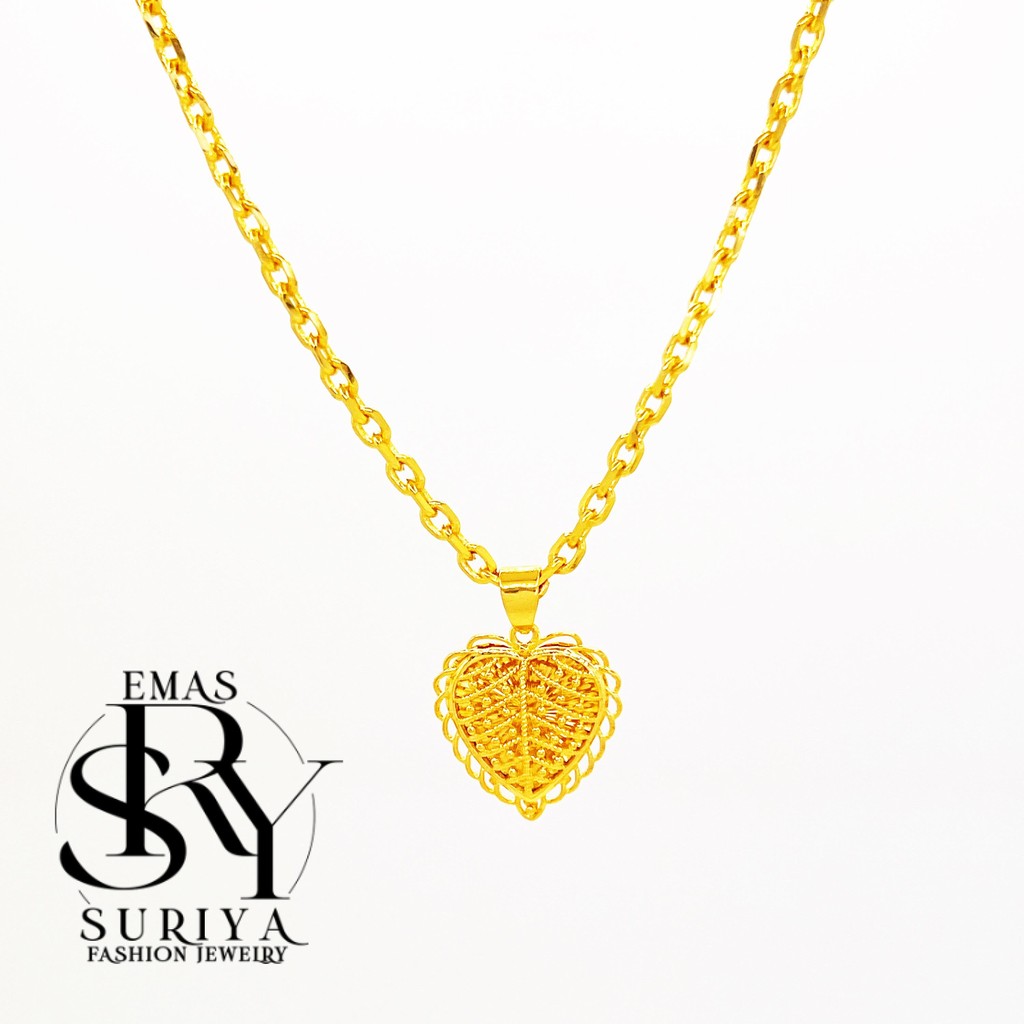 Emas Suriya Necklaces Rantai Leher Sauh Dgn Loket Love Kerawang Labuh ...