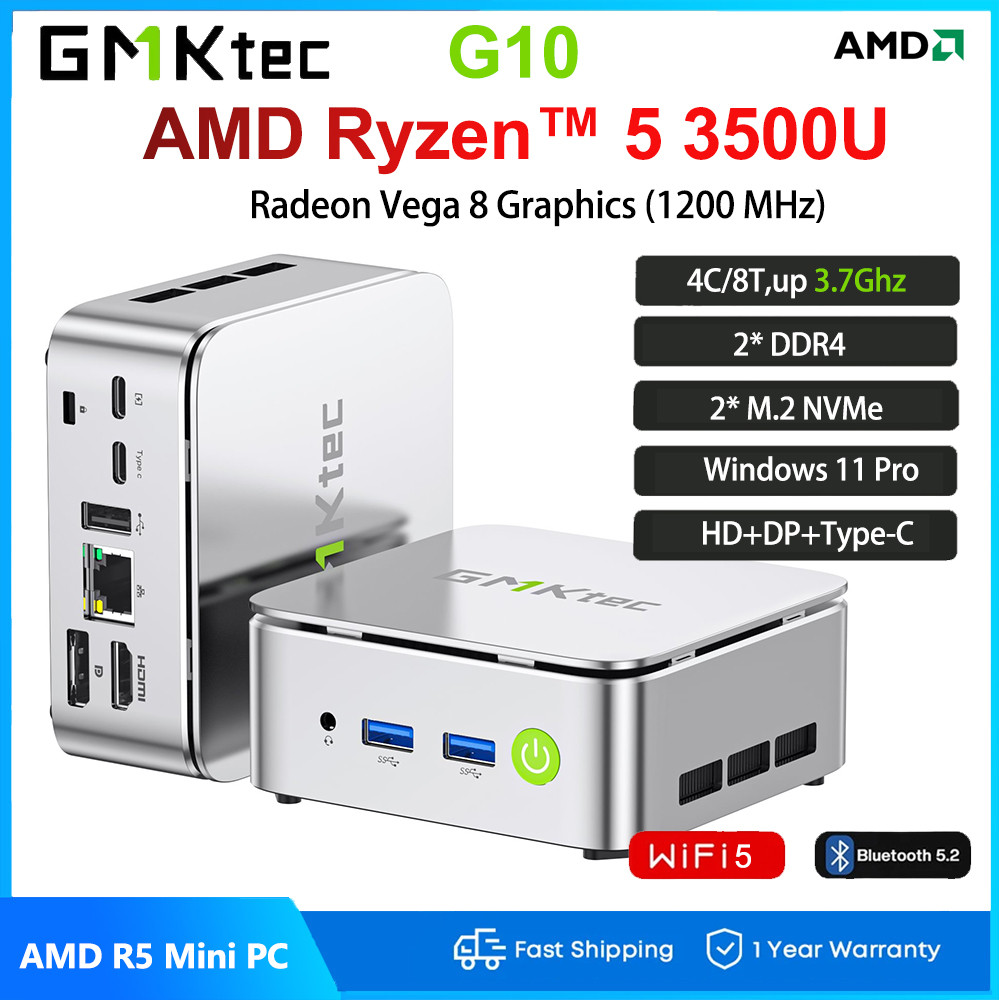 GMKtec G10 Mini PC Ryzen 3500U 16G RAM 512GB SSD LAN Triple