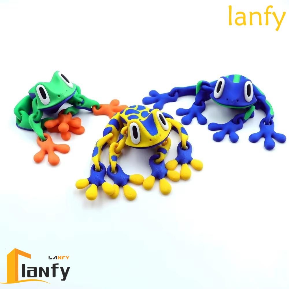 LANFY Frog Sculpture, Movable Joints Cartoon 3D Printed Frog Model, 3D ...