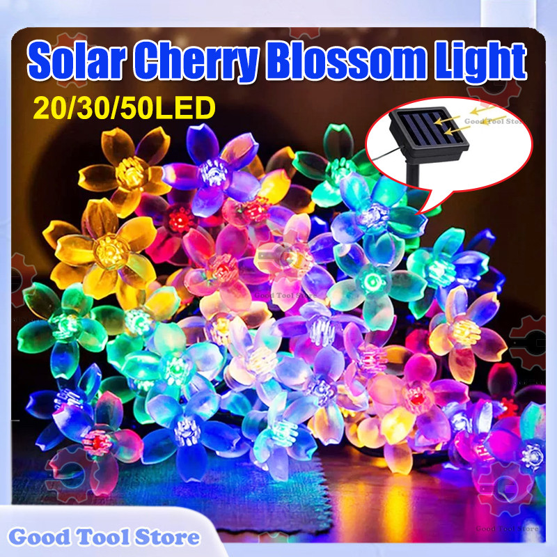Solar Cherry Blossom Lights LED Light Garden Waterproof Cherry Flower ...