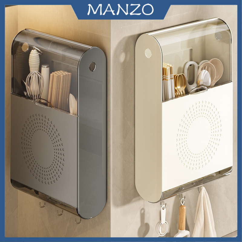 Kitchen Chopstick Holder With Water Tray Utensil Rack Wall Mounted ...