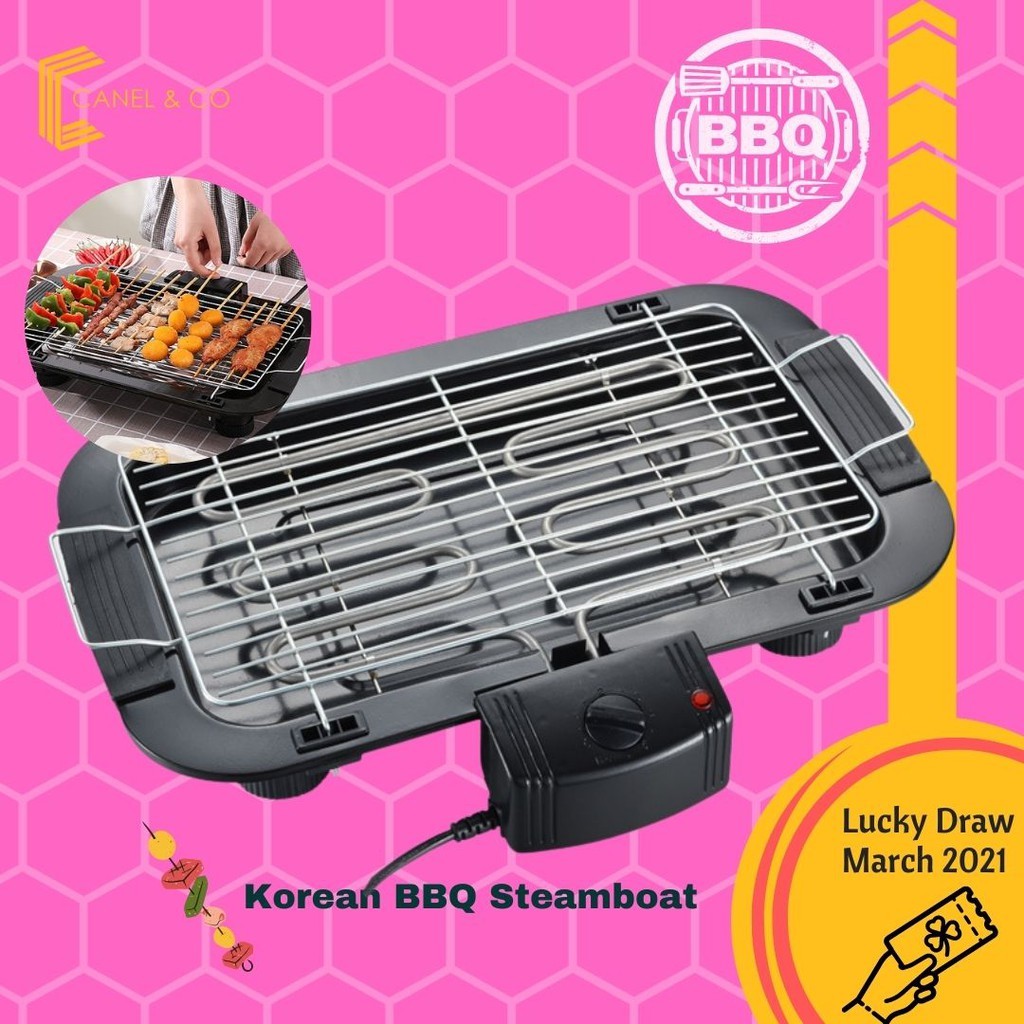 Electric Smokeless Barbecue Cooker Korean BBQ Grill Teppanyaki ...