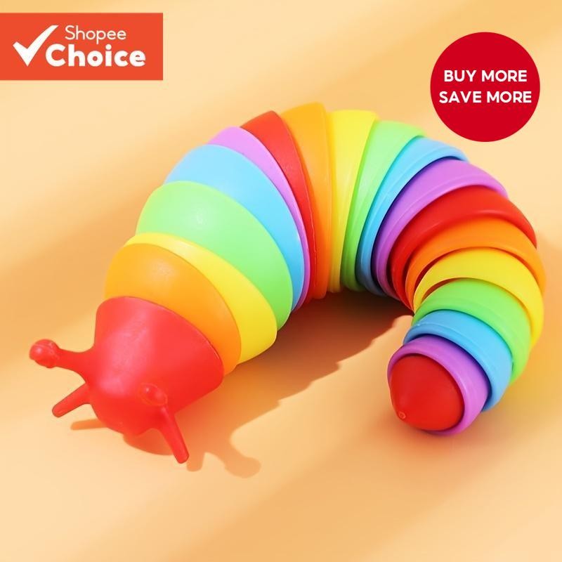 Fidget Slug Toy, Rainbow Caterpillars Sensory Toy For Kids And Adults ...