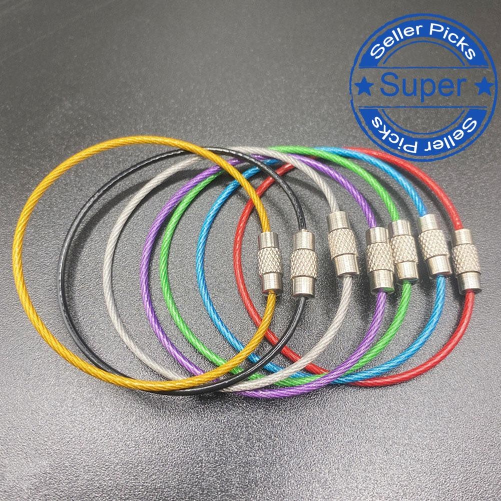 Colorful Stainless Steel Wire Keychain Ring Key Keyring Circle ...
