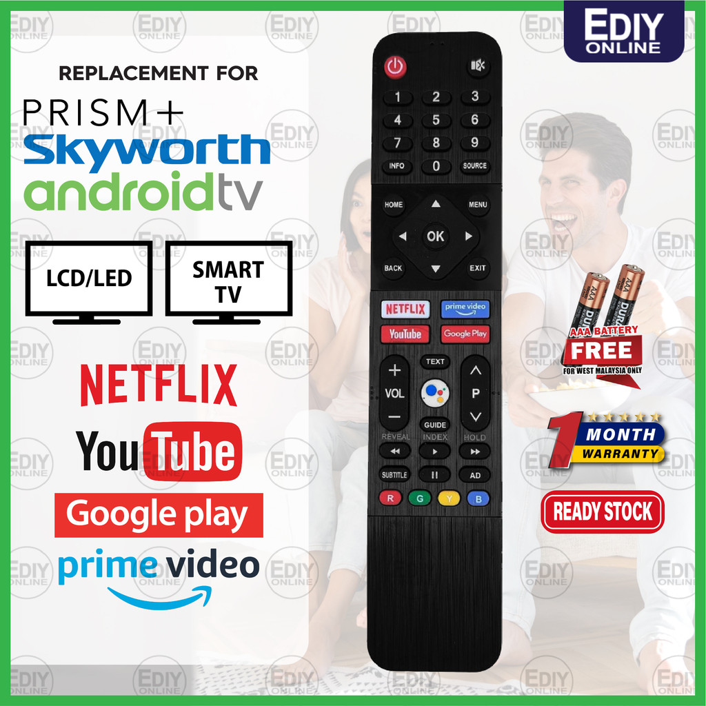 【𝐅𝐑𝐄𝐄 𝐁𝐀𝐓𝐓𝐄𝐑𝐘 𝐀𝐀𝐀𝐗𝟐】 Remote Control For Prism+ Skyworth SW-V2 Android ...