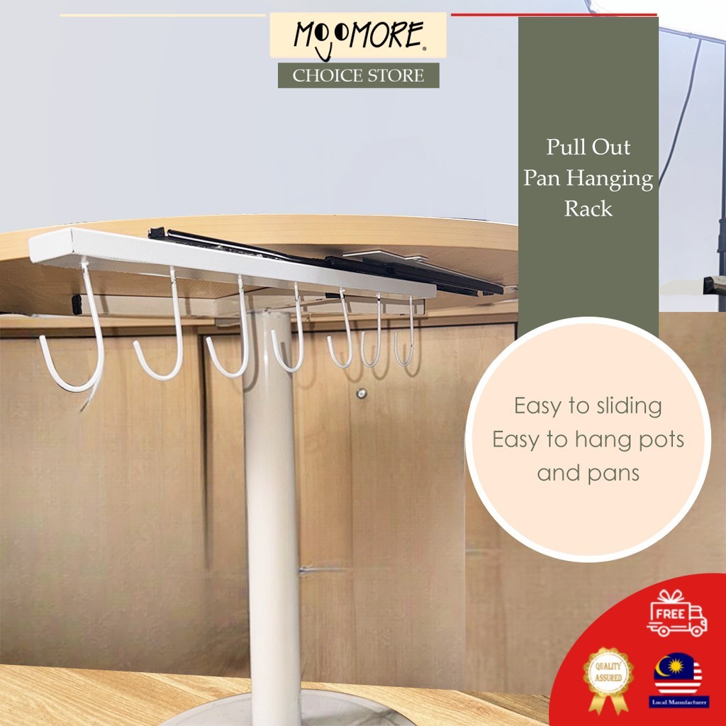 MOJOMORE Kitchen Pull Out Pan Hanging Rack Rak Tempat Sangkut Gantung ...