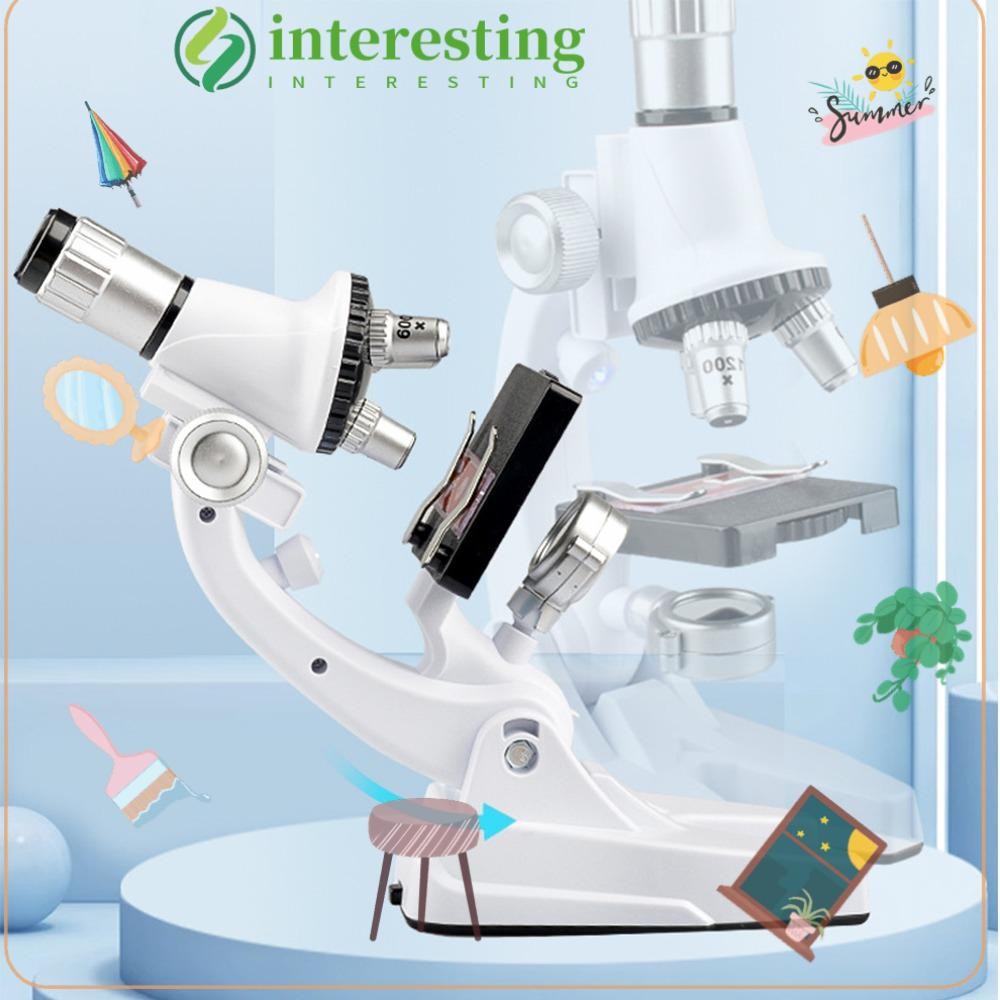 INTERESTING Kids Microscope, 1200X HD Lighting Scientific Microscope ...