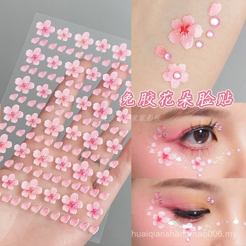 Peach Blossom Cherry Blossom Pink Sticker Camellia Flower Face Sticker ...