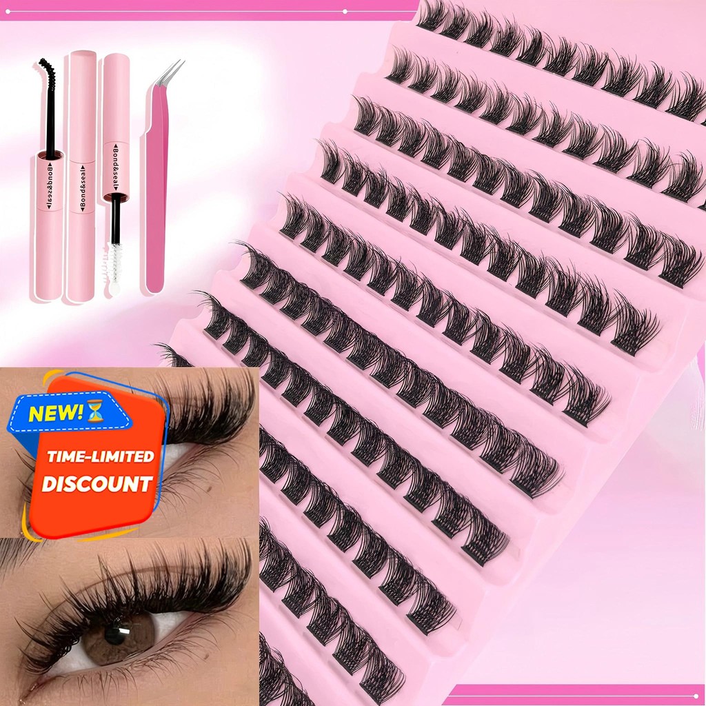 False Eyelashes Set 120 Pieces In 10 Rows With Tweezers And Adhesive ...