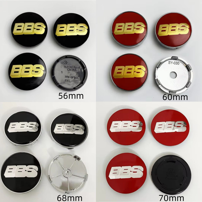 4 pieces, 56mm/60mm/68mm/70mm, BBS Modified Car Wheel Center Caps ...