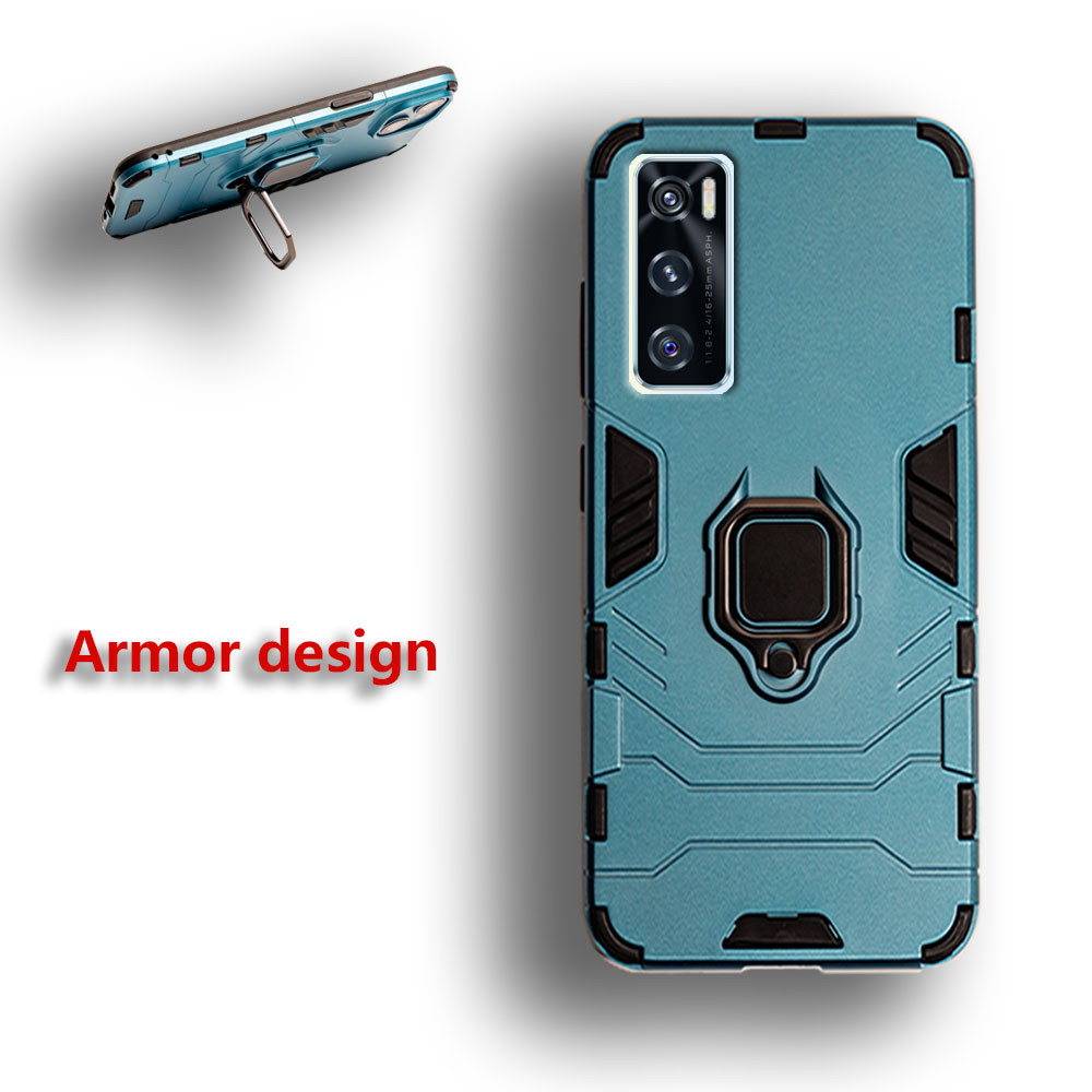 SEAHAI Cover Per Vivo Y70 (2020) Con Staffa Rotante 360° - Protezione Militare Anti-Caduta, Morbida E Ultra Sottile - Nero