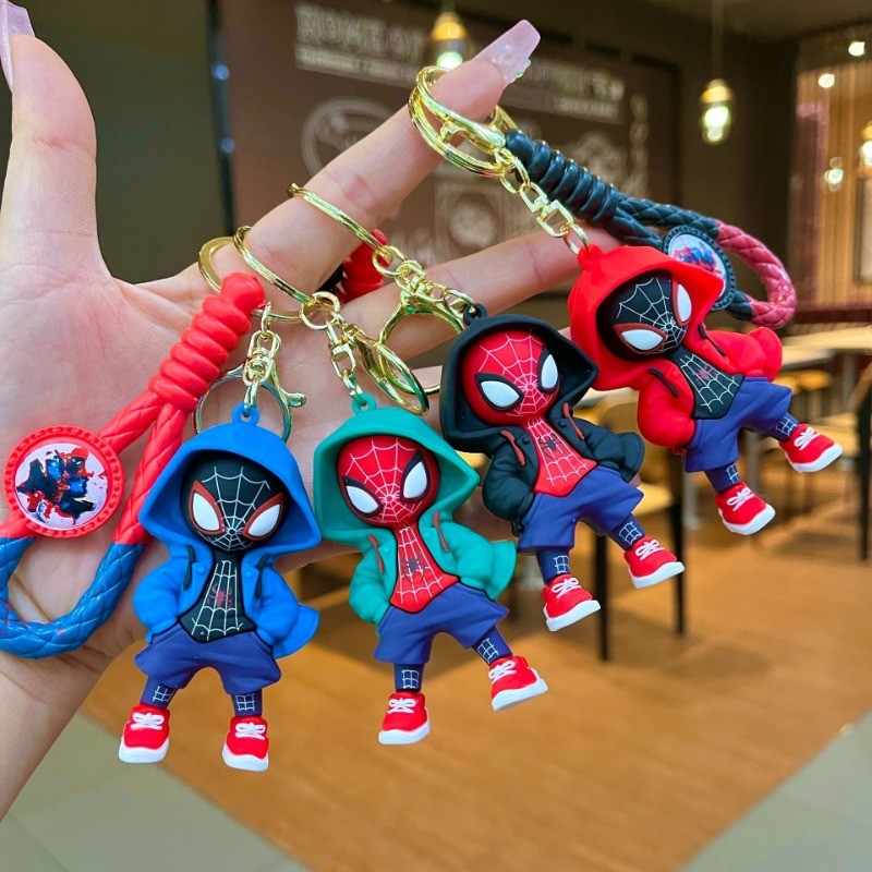 Cute Cartoon Spiderman Silicone Keychains Marvel Superhero Pendant ...