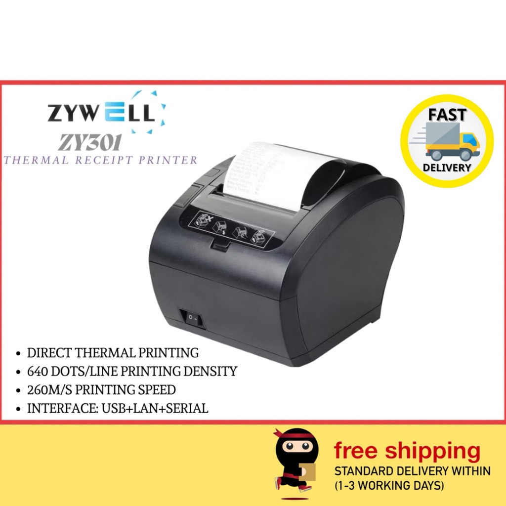 ( 260M/S ) ZYWELL ZY301 80mm Thermal Receipt Printer ( USB+LAN+Serial ...