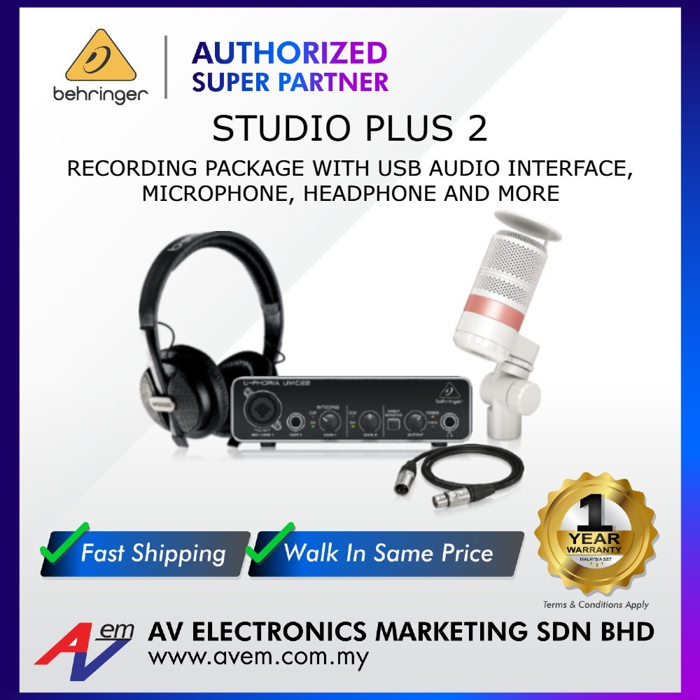 Behringer STUDIO PLUS 2 Recording Bundle with USB Audio Interface ...