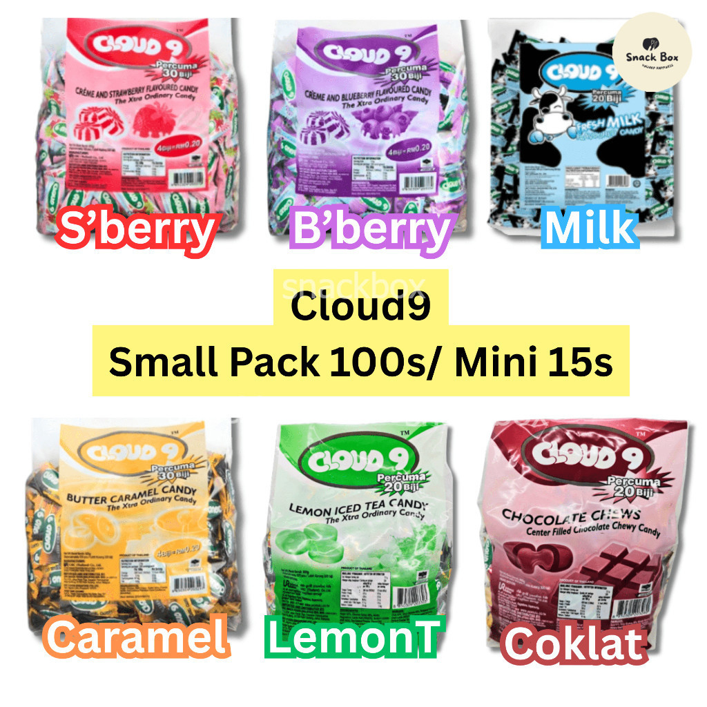 Cloud 9 Candy Assorted Flavour Candy Gula Gula Chews Mix 15s/100s Halal ...
