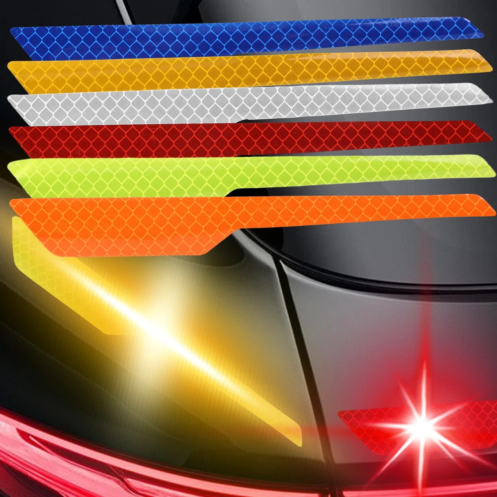 2Pcs Car Bumper Reflective Safety Strip Stickers Anti-collision Safety ...