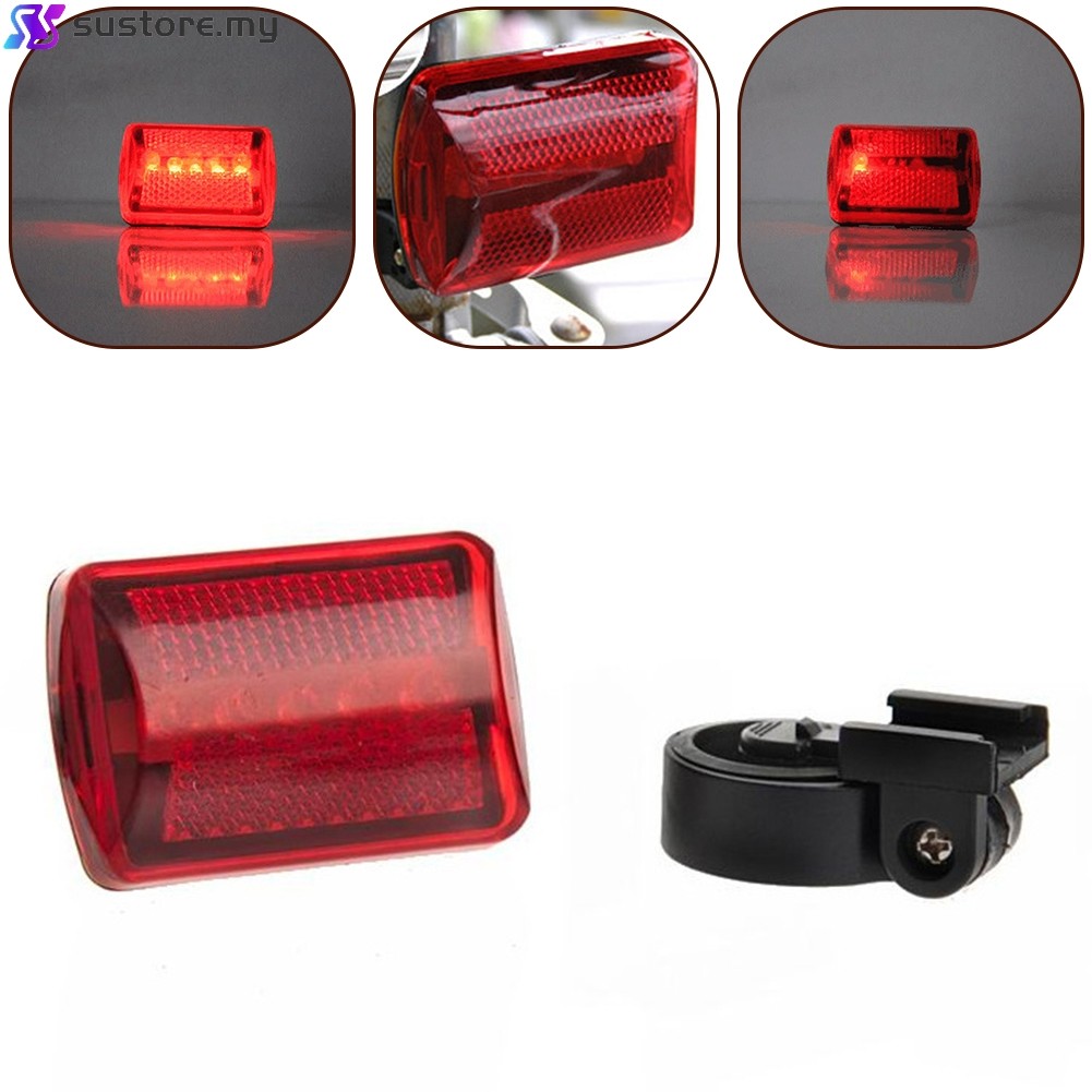 [Super] Red Bicycle Bike Rear Tail Light 5-LED Safety Flashing Mount AA ...