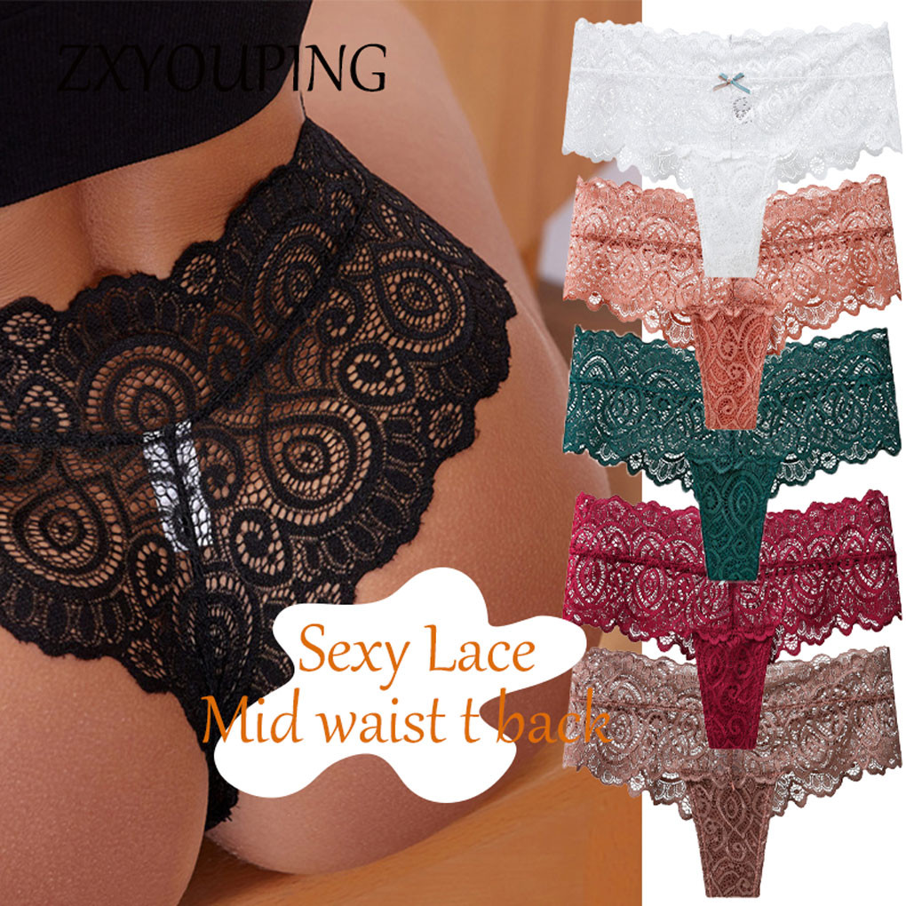 ZXYOUPING Lace Panty T Back Seamless G String for Women Low Rise T Back ...