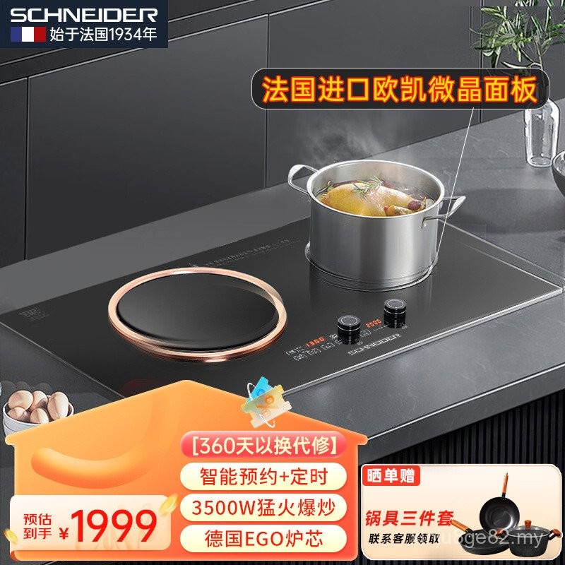 France SCHNEIDER Induction Cooker Concave Double Stove Embedded Smart ...