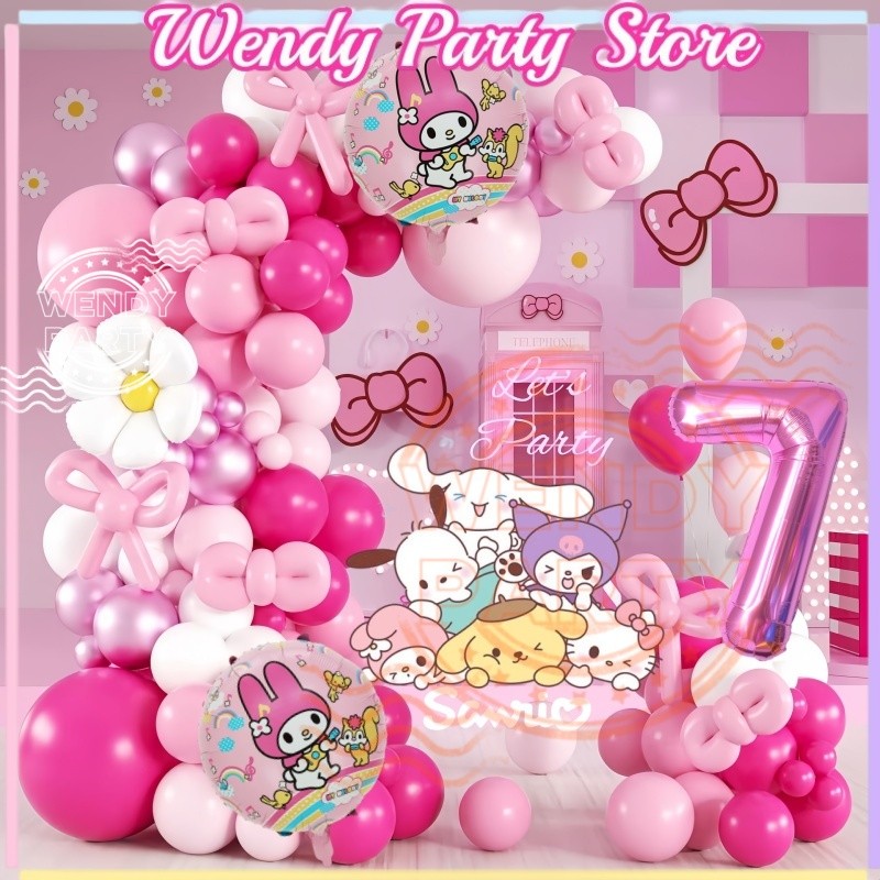 Sanrio My Melody Kuromi Themed Balloon Garland Set Pink Number for ...