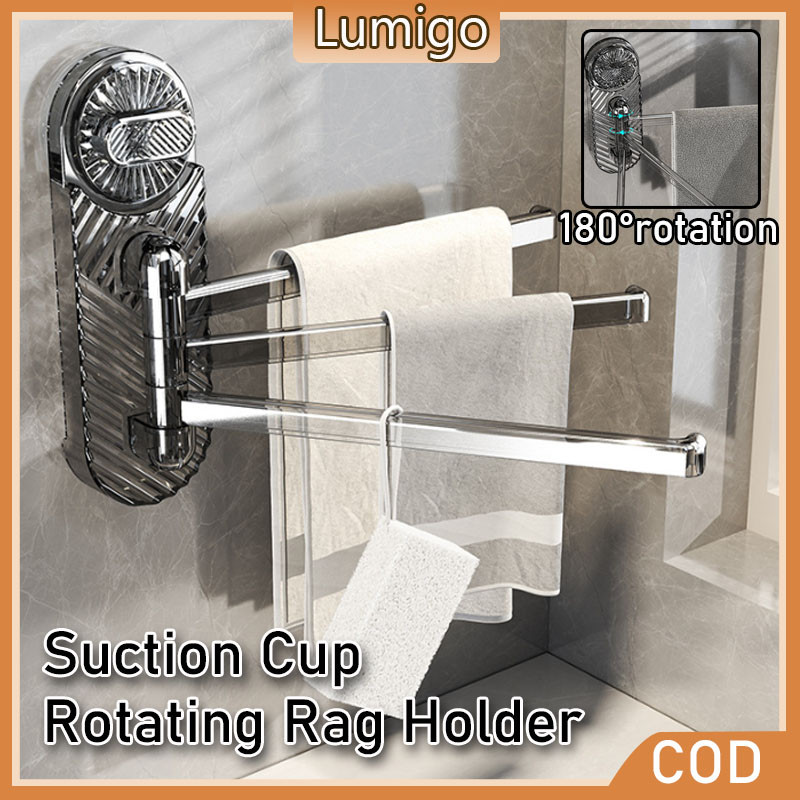 Suction Cup Rotating Cloth Rack Wall-mounted Multi-rod Storage Rack ...