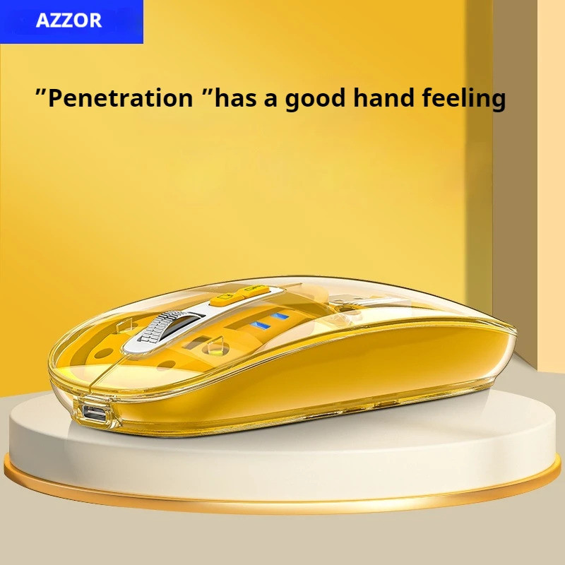 Azzor Transparent Wireless Mouse Bluetooth Three Mode Mute Rechargeable ...