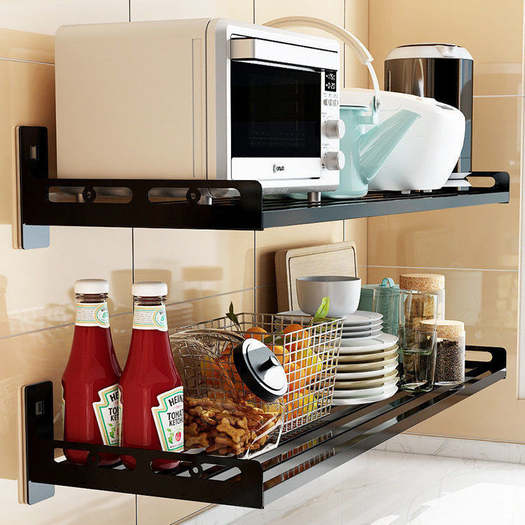 Kitchen Shelf Perforation-Free Microwave Oven Bracket Wall-Mounted Wall ...
