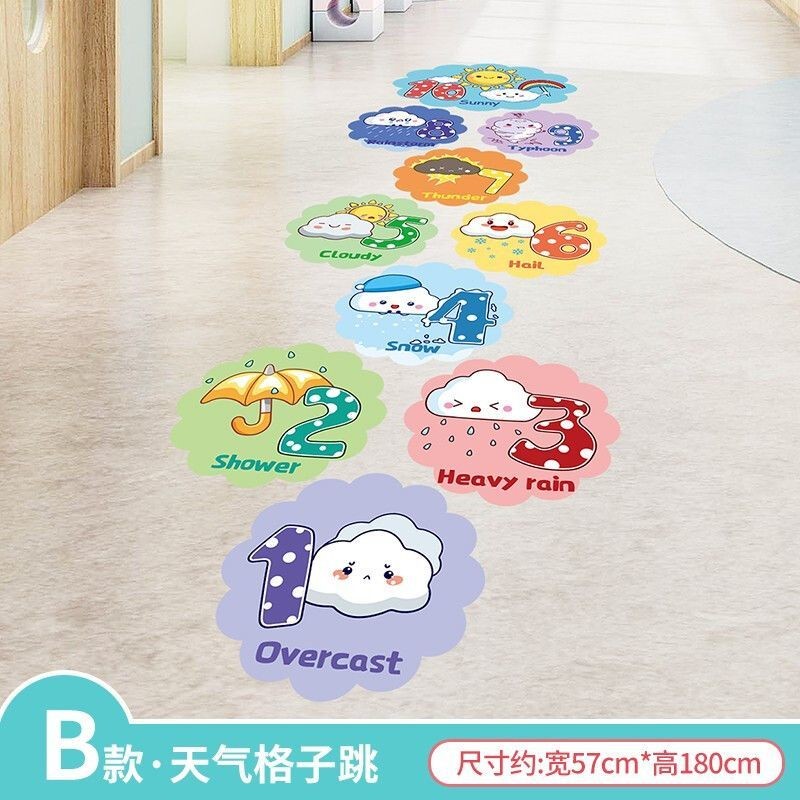 Kindergarten Decoration Jumping Lattice Jumping House Floor Stickers ...