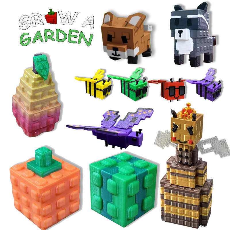 3D Printed Toys Grow A Garden CANDY BLOSSOM Raccoon Disco Bee Toy Model ...