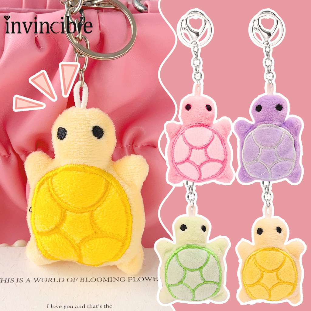 1/4Pcs Mini Turtle Plush Doll Keychain - Cartoon Candy-color Tortoise ...